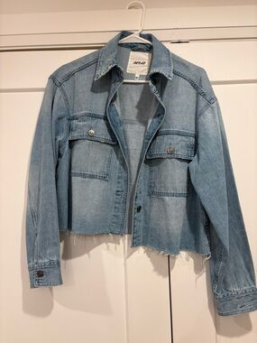 aerie Light Wash Cropped Denim Jacket - Light Blue